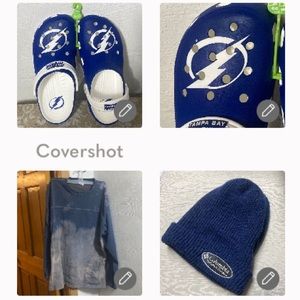Tampa⚡️Bay CROCS sz9+Columbia brushed fleece XL+knit hat